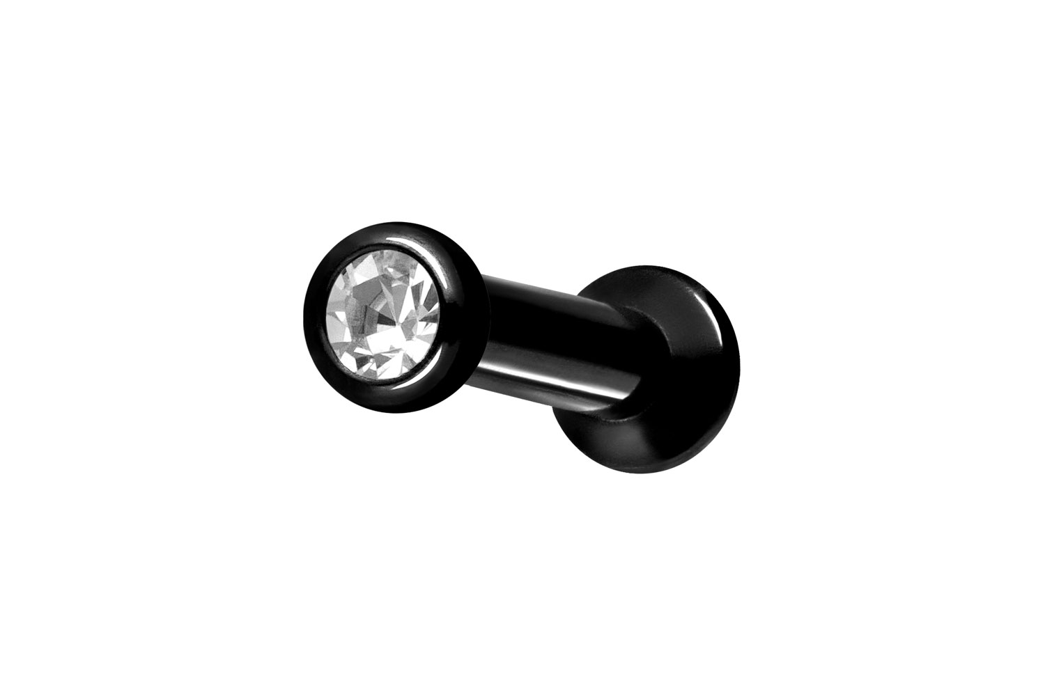 Titan Triple Piercing Mini Labret mit Push Fit FLAT-DISC + KRISTALL